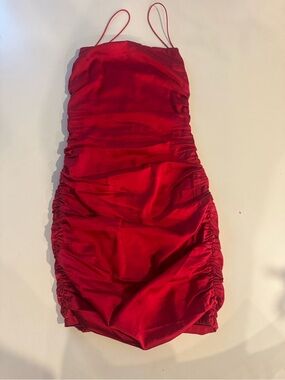 Baby boo Red Satin Ruched Slip Dress